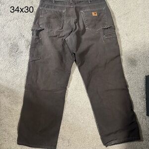 Carhartt Men's Dark Brown Cargo Pants, Semi Distressed Look